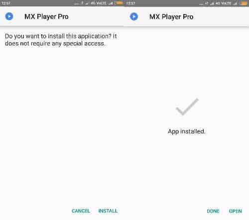 mx player pro apk install