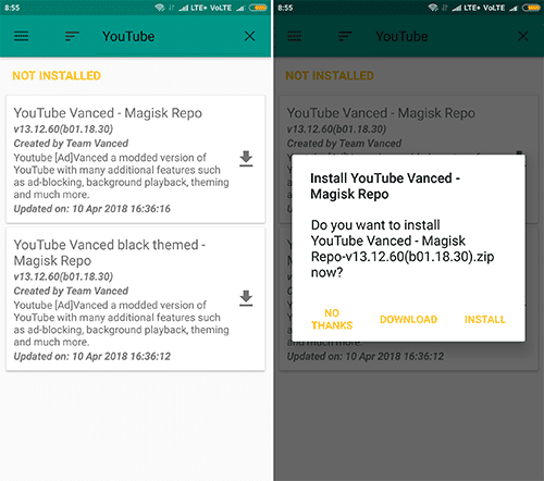 search youtube vanced magisk module