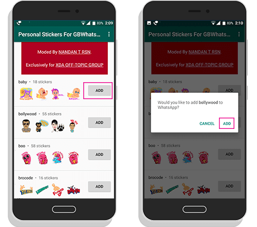 Add stickers to gbwhatsapp