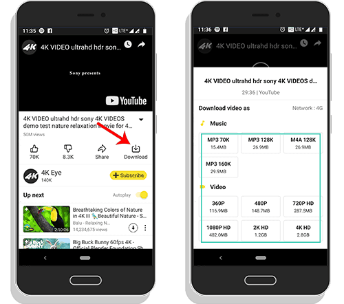 download 4k youtube videos from snaptube