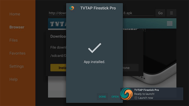 open tvtap pro app on firestick and firetv
