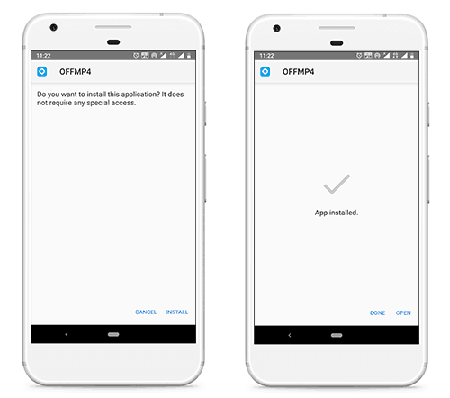 install offmp4 apk on android device